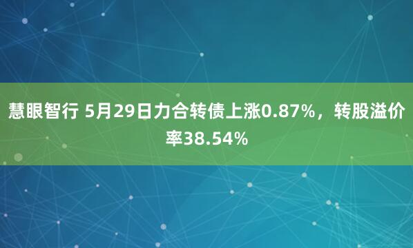 慧眼智行 5月29日力合转债上涨0.87%，转股溢价率38.54%